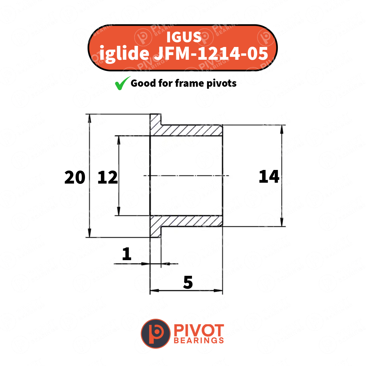 IGUS iglide J Flange Bushing JFM-1214-06