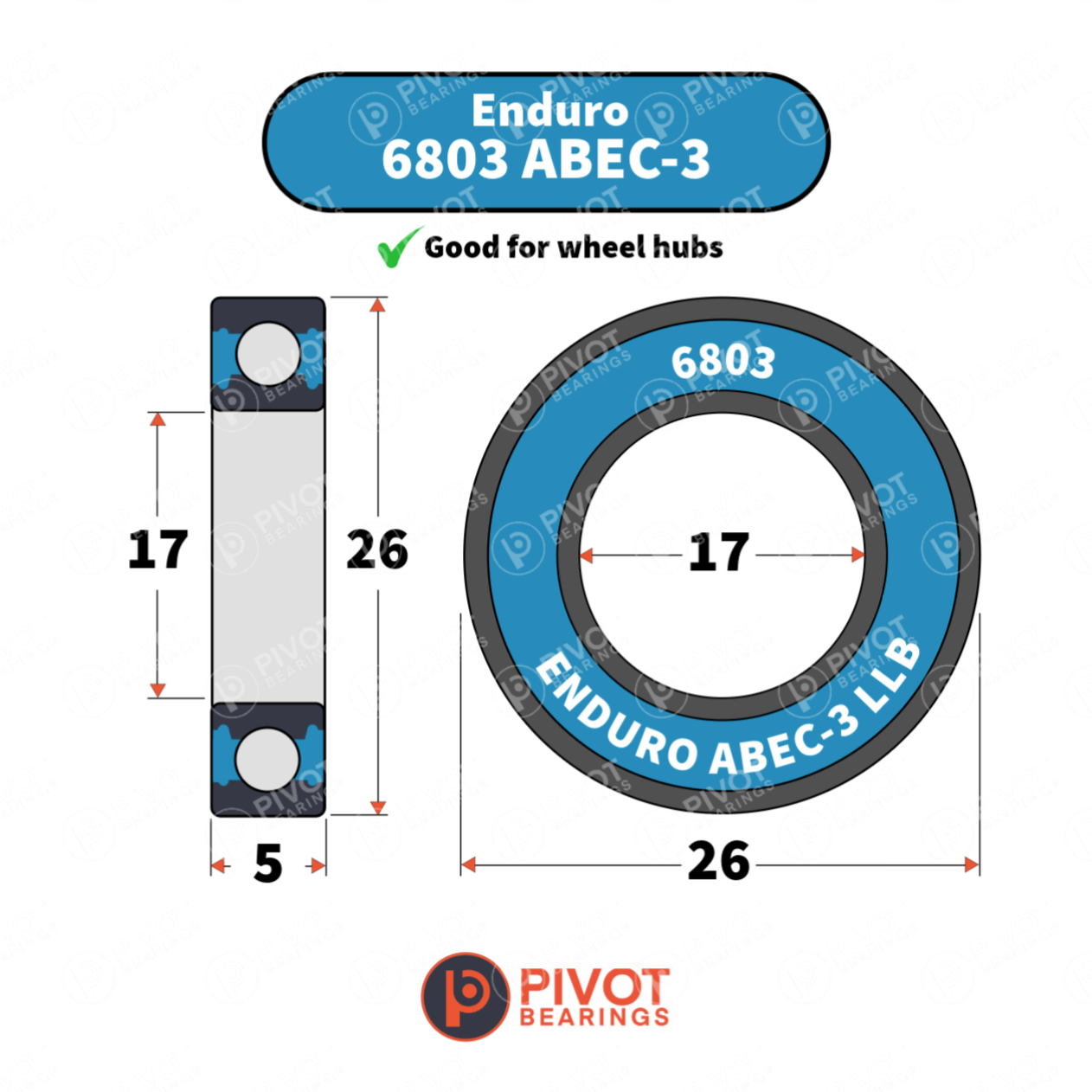 6803 Enduro ABEC-3 Radial Bearing