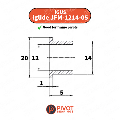 IGUS iglide J Flange Bushing JFM-1214-06