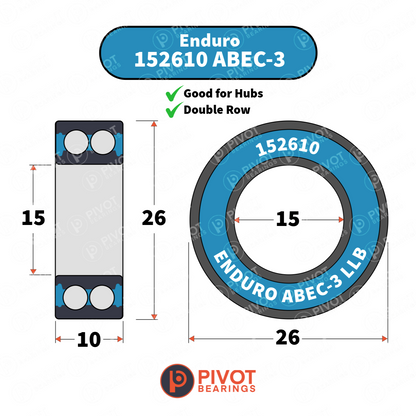 152610 Enduro ABEC-3 DR AC Radial Bearing (C3 Clearance)