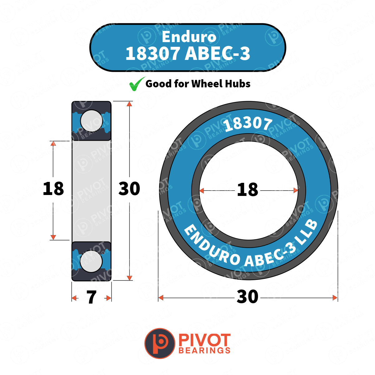 MR 18307 Enduro ABEC-3 Radial Bearing (C3 Clearance)